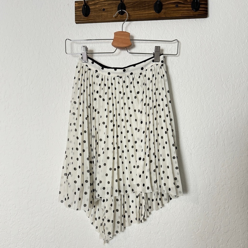 AllSaints pleated polka dot skirt.